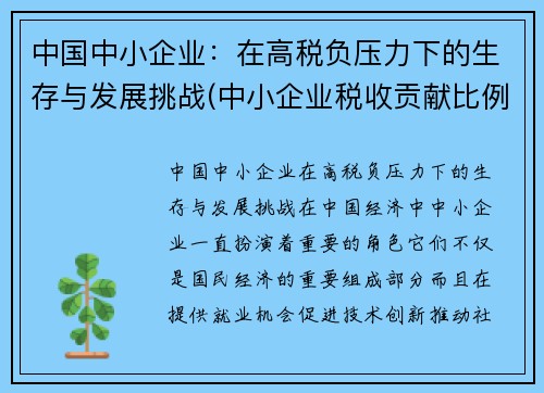 中国中小企业：在高税负压力下的生存与发展挑战(中小企业税收贡献比例)